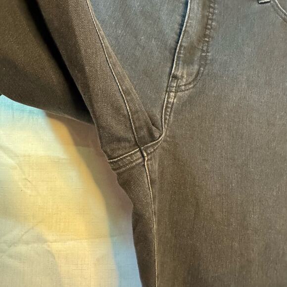 UNIQLO Skinny Jeans Size 32 Black Flared Denim High Rise Distressed Grunge‎ Goth - Picture 8 of 11